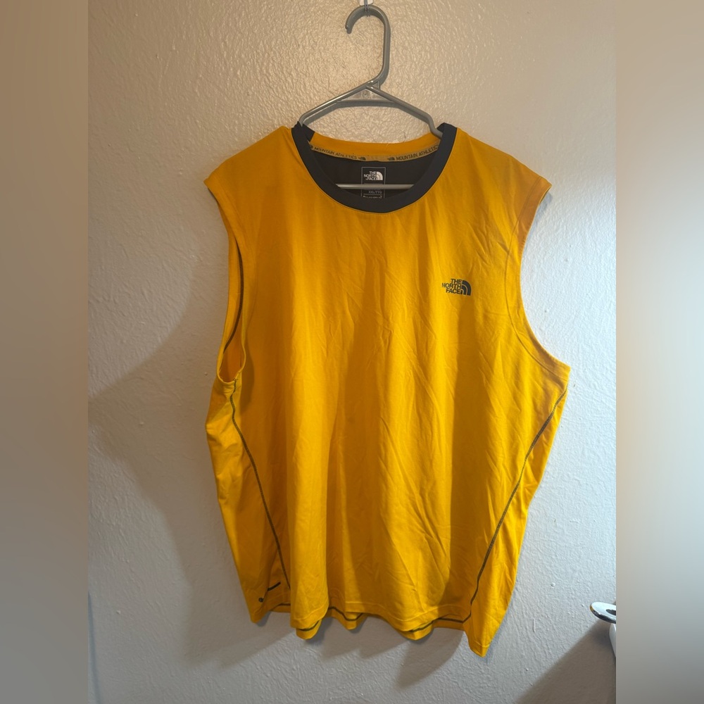 North Face Men's Yellow Athletic Tank top